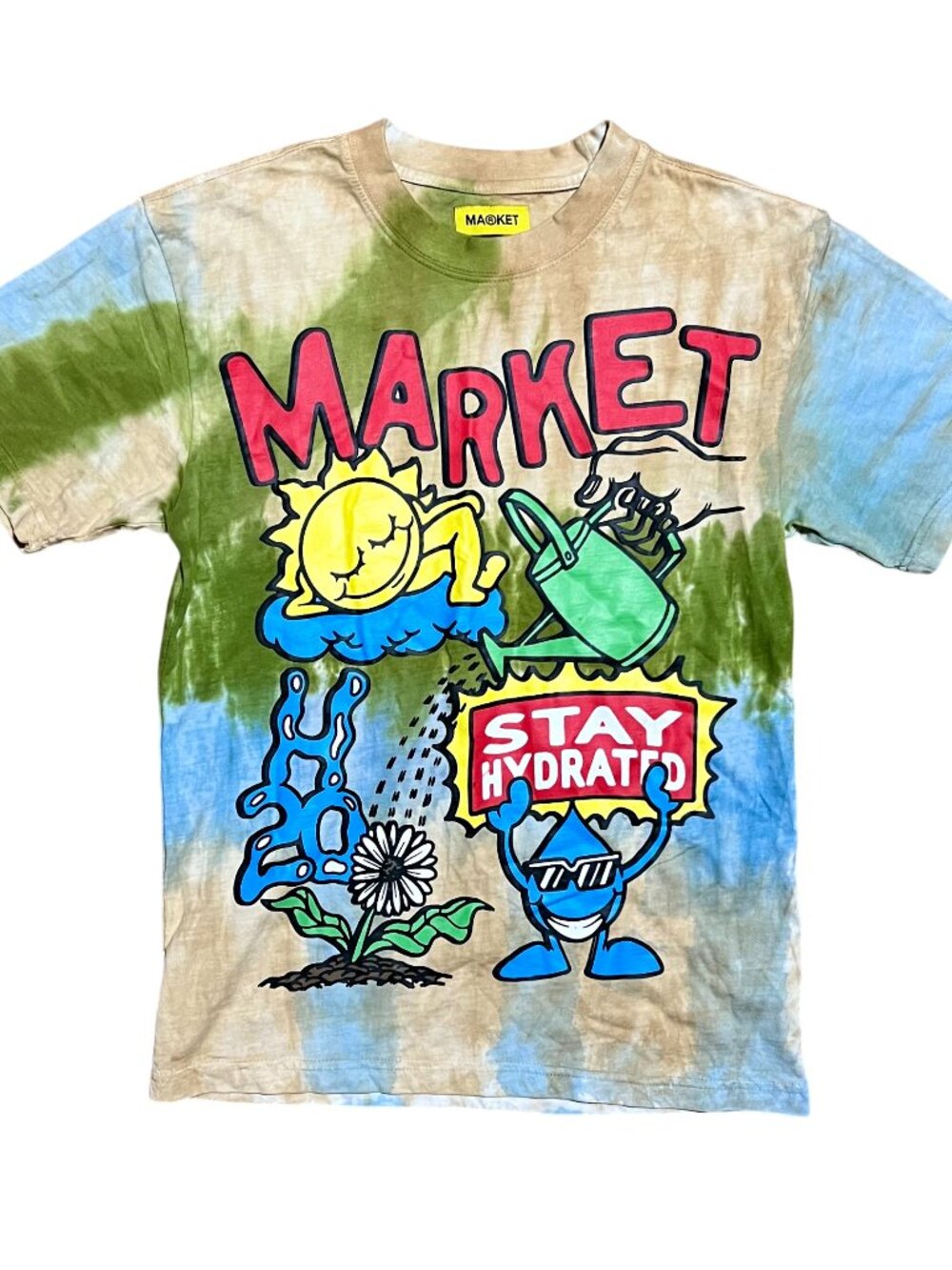 Market Chinatown Stay Hydrated Waterworks Tie Die Graphic T-Shirt, Men's Small